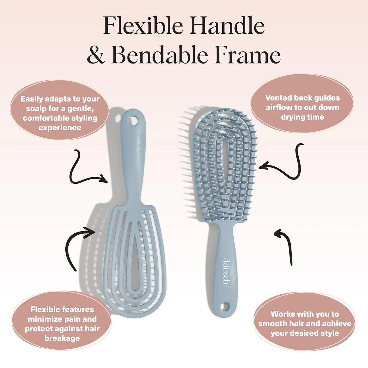 Kitsch Flexi Flow Detangler Brush, Hair Brushes For Women - Black
