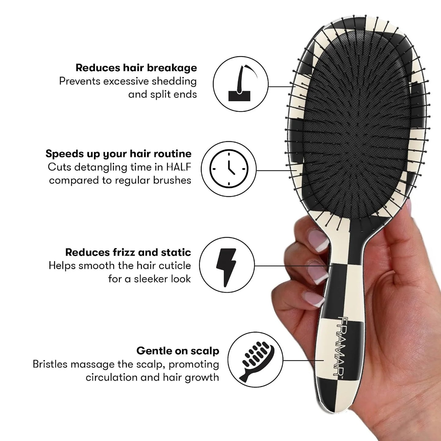FRAMAR Wet Hair Brush Detangler, Detangling Hairbrush For Women – Giraffe