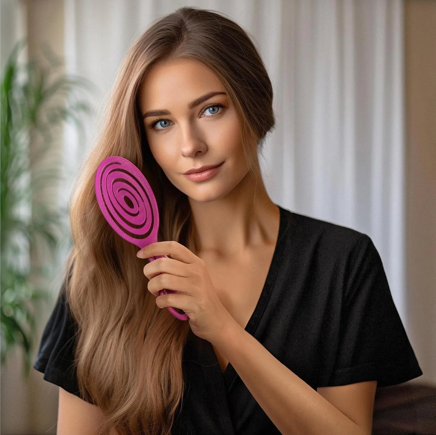 Ninabella Detangler Brush - No Tangle Hair Brush for Women, Fine, Thick and Long Hair - Hairbrush for Wet and Dry Hair, Gentle on the Scalp - Elegant Black