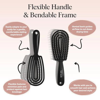 Kitsch Flexi Flow Detangler Brush, Hair Brushes For Women - Black