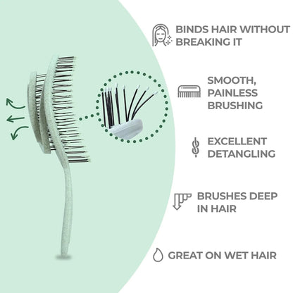Ninabella Detangler Brush - No Tangle Hair Brush for Women, Fine, Thick and Long Hair - Hairbrush for Wet and Dry Hair, Gentle on the Scalp - Elegant Black
