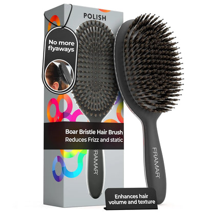 FRAMAR Soft Boar Bristle Hair Brush For Women, Boars Hair Brush For Women