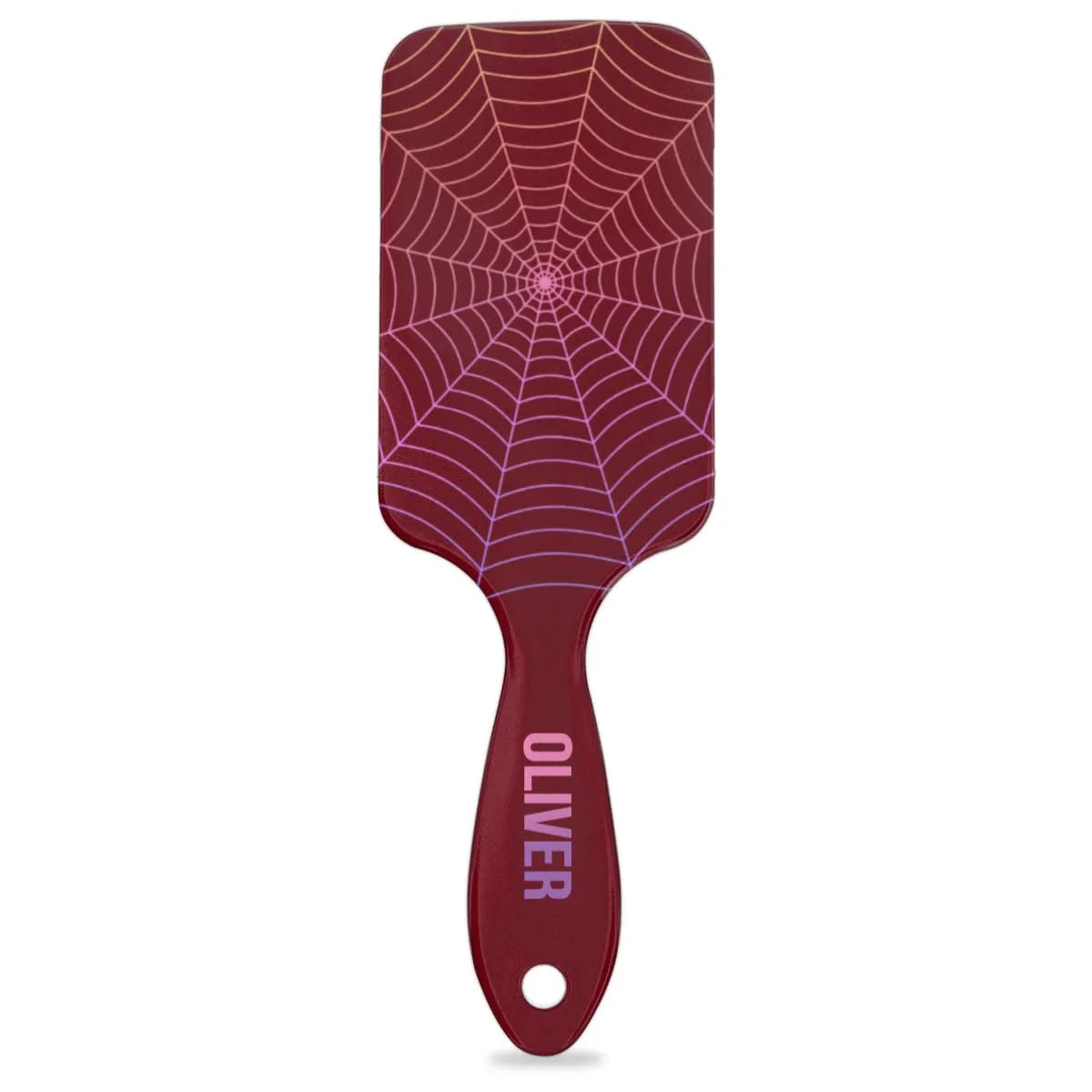 Personalized-Kids-Hair-Brush for Boy Girls Custom Gift Detangler Brush Soft Bristle Hair Brushes Travel Hair Brush for All Hair Types Christmas Hallowmas Spider Web Sliver Dot