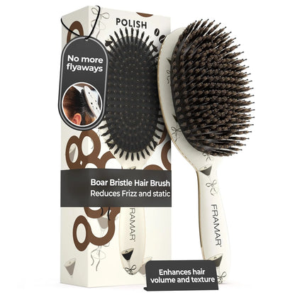 FRAMAR Soft Boar Bristle Hair Brush For Women, Boars Hair Brush For Women