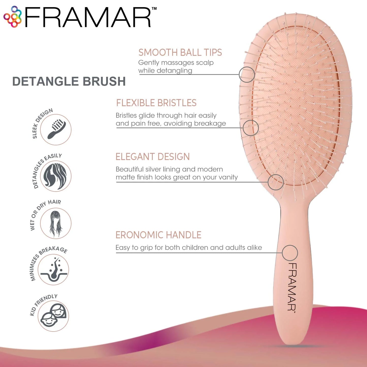 FRAMAR Wet Hair Brush Detangler, Detangling Hairbrush For Women – Giraffe