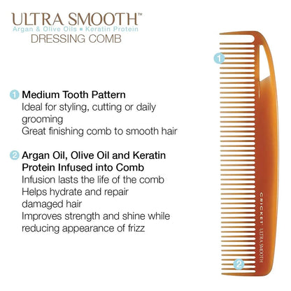 Cricket Ultra Smooth Coconut Conditioning Comb – Infused with Coconut Oil & Keratin for Frizz-Free Shine and Hydration, Ideal for Mid-Length, Thick, and Textured Hair