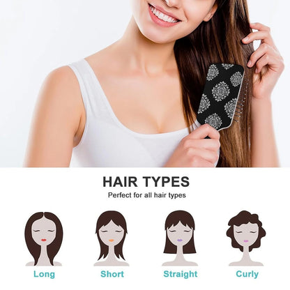 Air-Cushion Comb Black Gold Glitter Cheetah Leopard Print, Smooth Hair Salon Anti-Knotting Fluffy, For Long Thick Curly Hair, 1 Pack