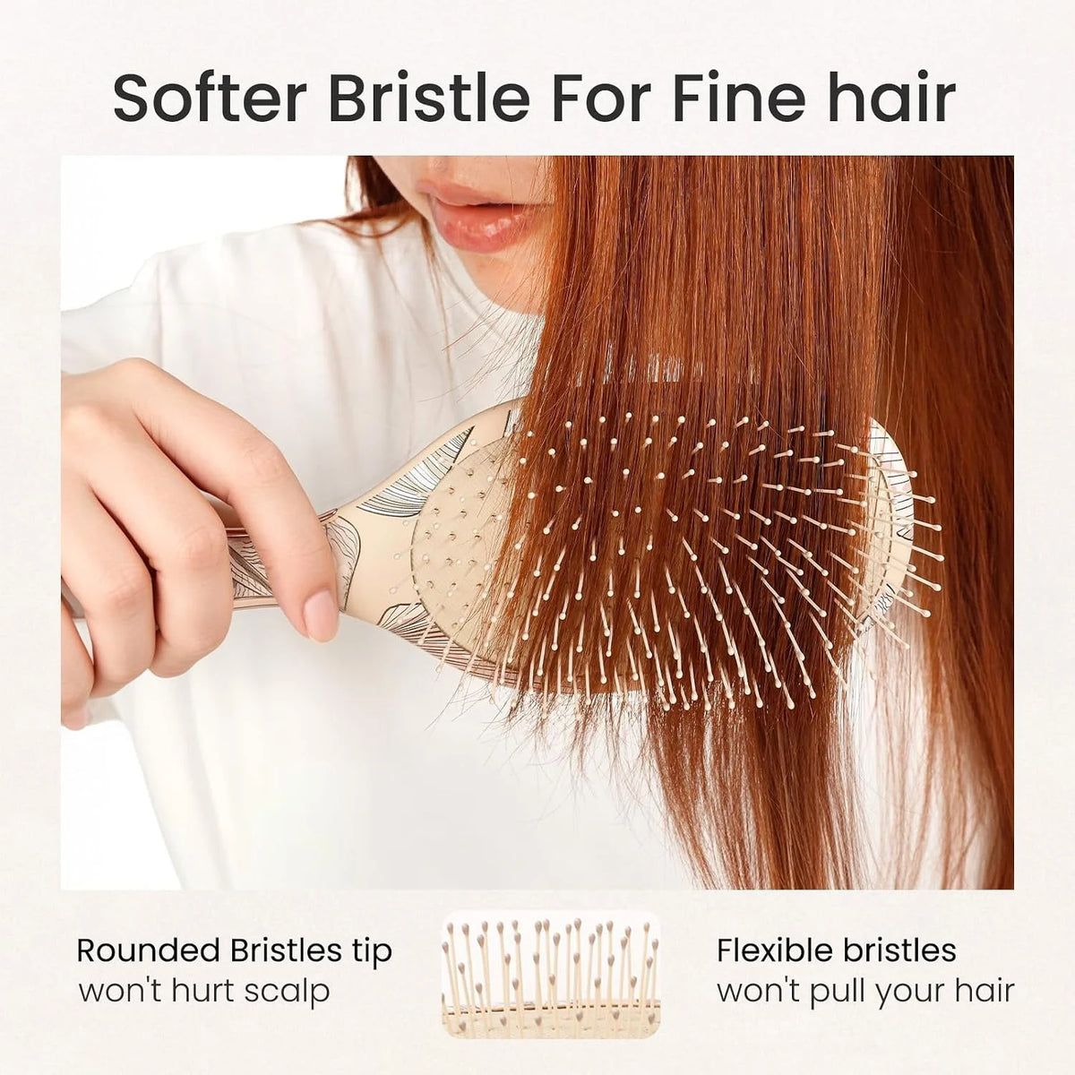 AIMIKE Paddle Hairbrush for Women & Kids Fine Hair, Wet & Dry