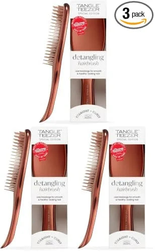 Tangle Teezer Chrome Ultimate Detangler Brush for Wet & Dry Hair, Eliminates Knots & Reduces Breakage for Straight to Curly Hair Types, Chocolate Bronze (Pack of 3)