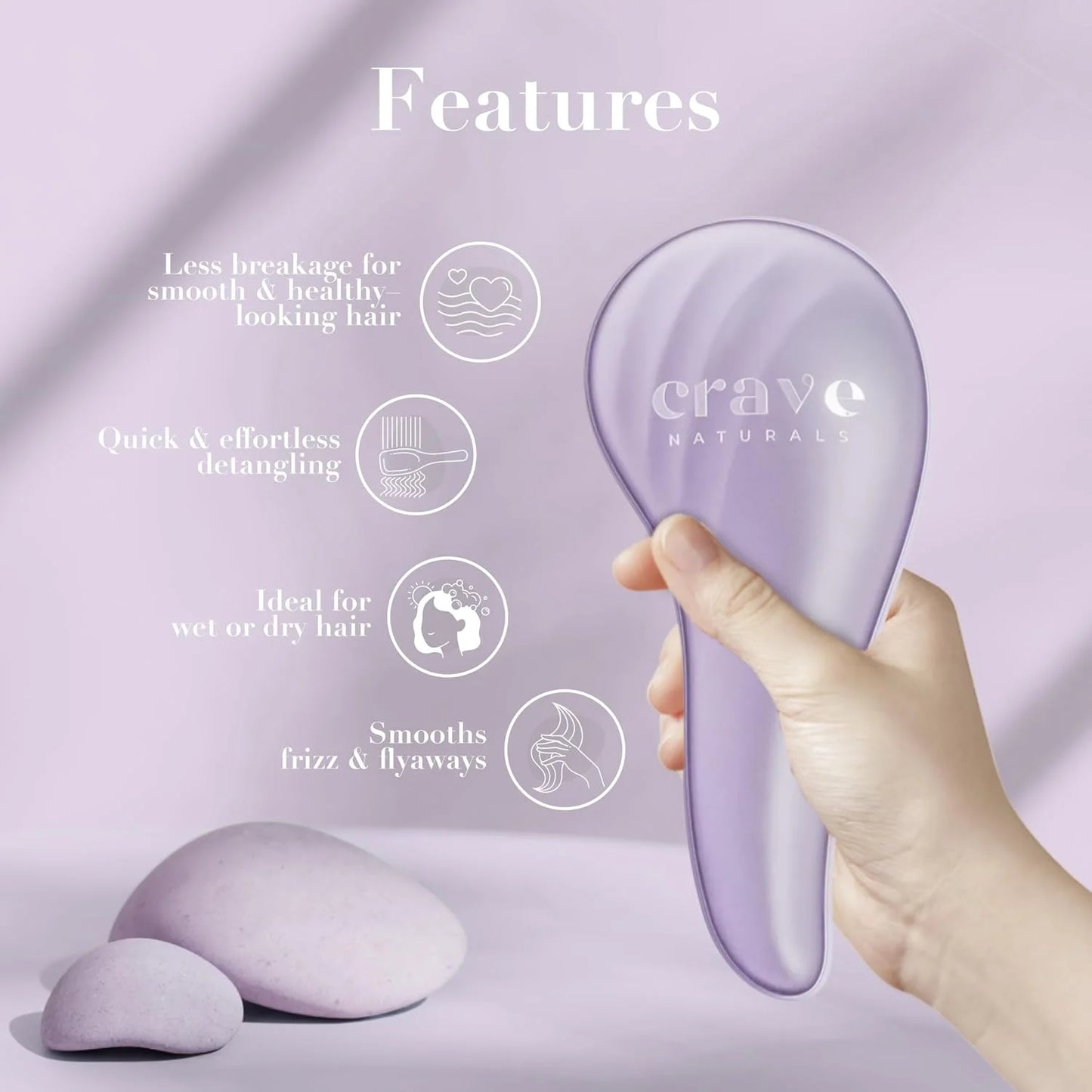 Crave Naturals Mini Detangler Hair Brush Turquoise – Glide Thru Hair Detangler Brush for Women, Kids & Toddlers – Gentle Scalp Care, No-Pain Tangle-Free Hairbrush for All Hair Types, Travel Hair Brush