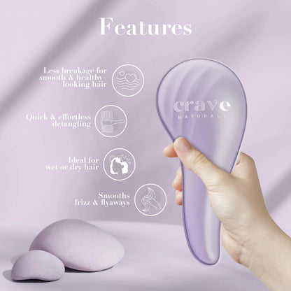 Crave Naturals Mini Detangler Hair Brush Turquoise – Glide Thru Hair Detangler Brush for Women, Kids & Toddlers – Gentle Scalp Care, No-Pain Tangle-Free Hairbrush for All Hair Types, Travel Hair Brush