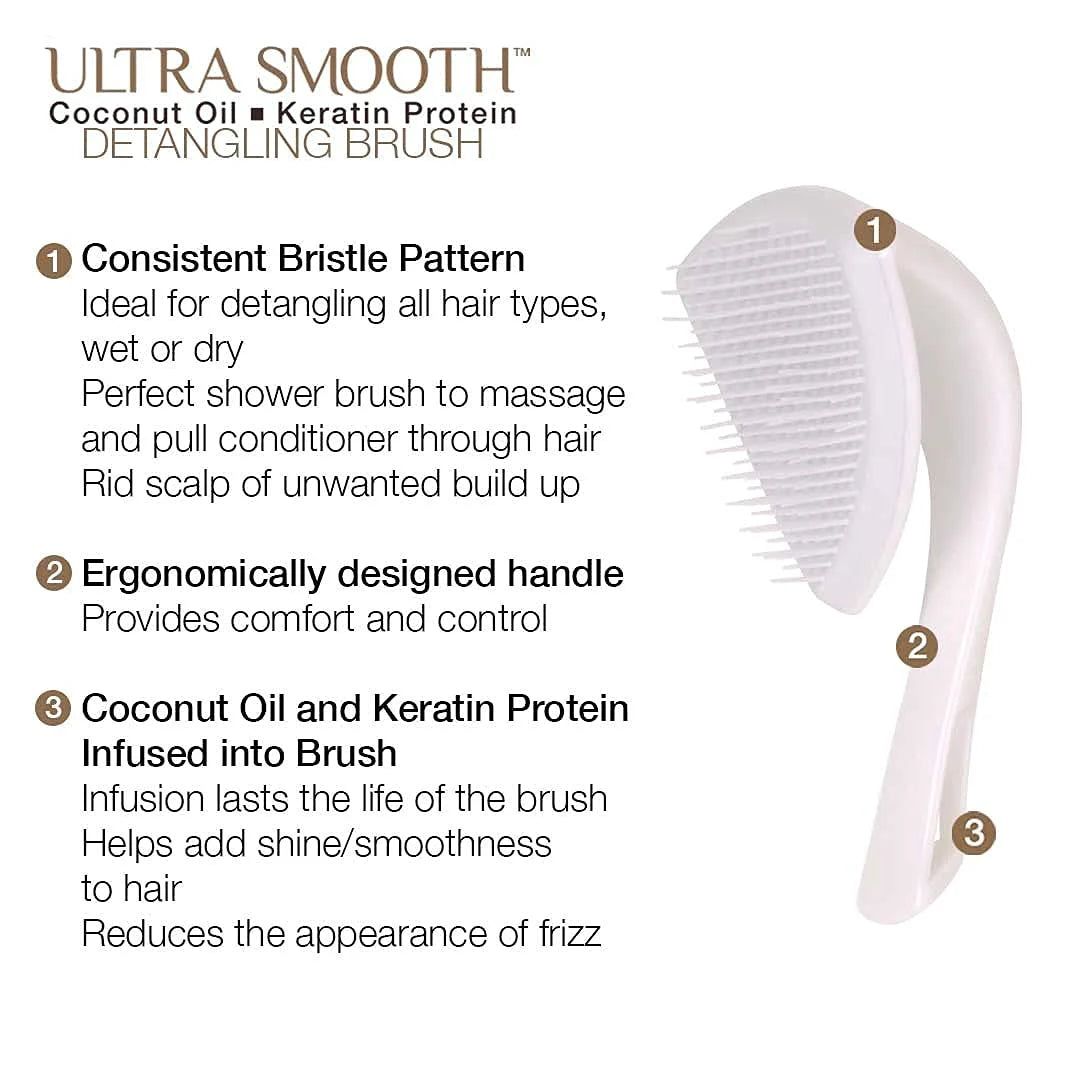 Cricket Ultra Smooth Coconut Conditioning Comb – Infused with Coconut Oil & Keratin for Frizz-Free Shine and Hydration, Ideal for Mid-Length, Thick, and Textured Hair
