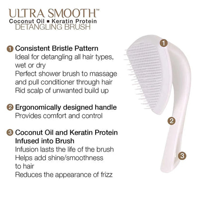 Cricket Ultra Smooth Coconut Conditioning Comb – Infused with Coconut Oil & Keratin for Frizz-Free Shine and Hydration, Ideal for Mid-Length, Thick, and Textured Hair
