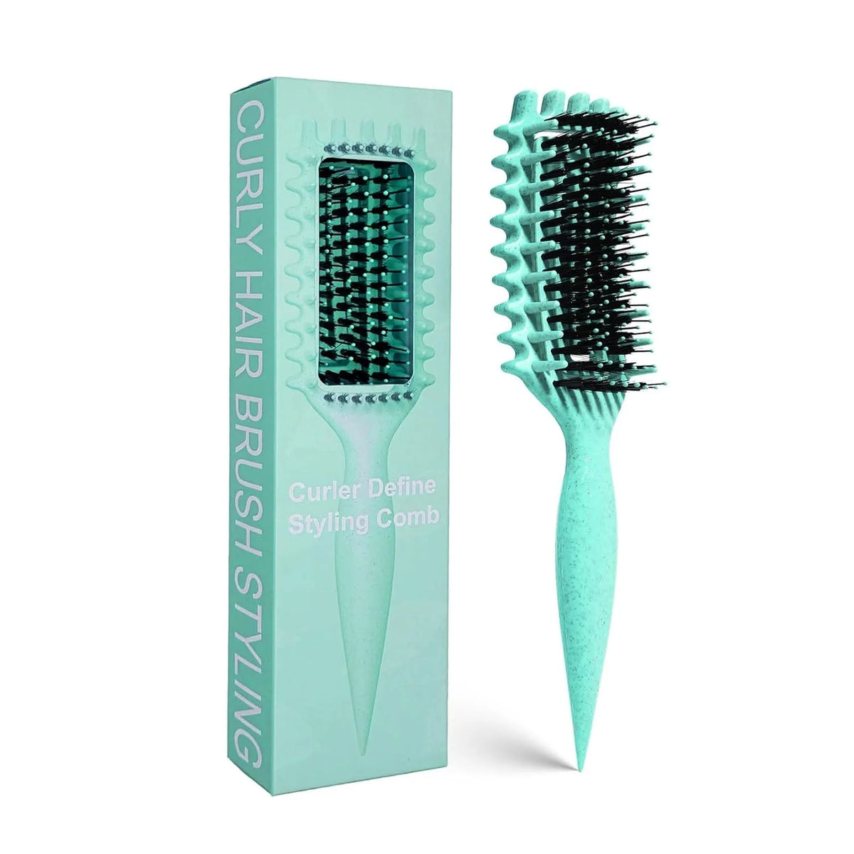 Curly Hair Brush Candybrush Curl Defining Brush for Detangling Shaping and Defining Curls for Women, Men, Wet & Dry Hair (Green Pink)