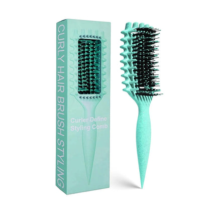Curly Hair Brush Candybrush Curl Defining Brush for Detangling Shaping and Defining Curls for Women, Men, Wet & Dry Hair (Green Pink)