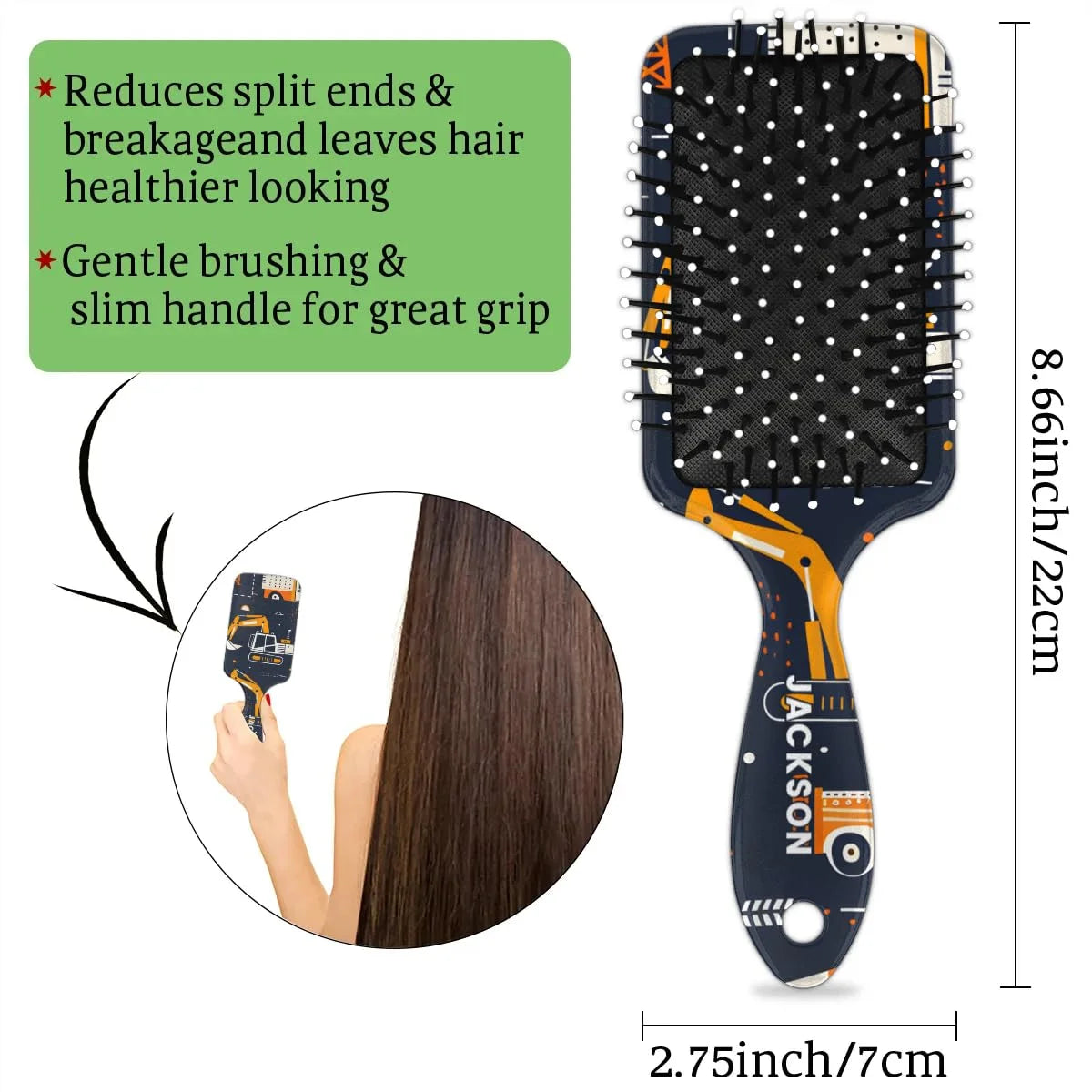 Personalized Cool-Rocket Detangler-Hair-Brush for Kids-Boys,Glides Through Tangles Comb,Custom Name Hair Brushes for All Hair Types Wet/Dry/Curly/Thick Hair,Dark Blue