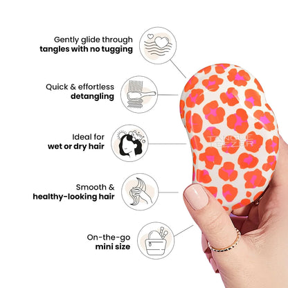 Tangle Teezer |The Original Mini Detangling Hairbrush | Palm Size Perfect for Kids & Travelling | Ideal for Wet & Dry Hair |Reduces Flyaways | Orange Safari