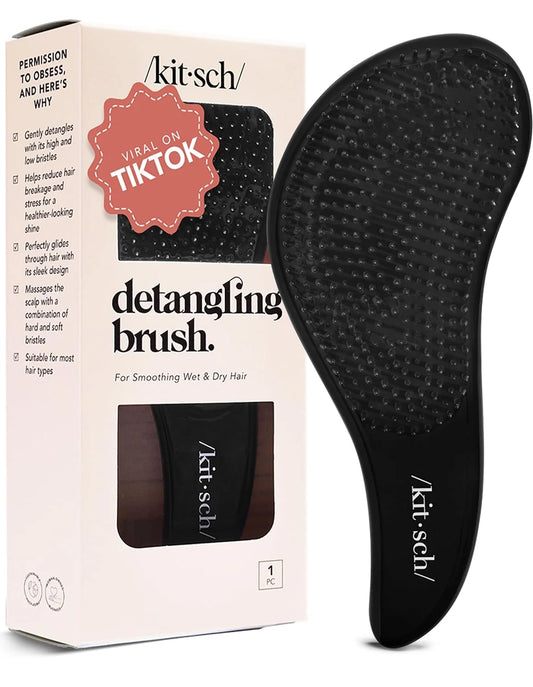 Kitsch Detangle Brush – Gentle Curly Hair Brush All Hair Types - Black