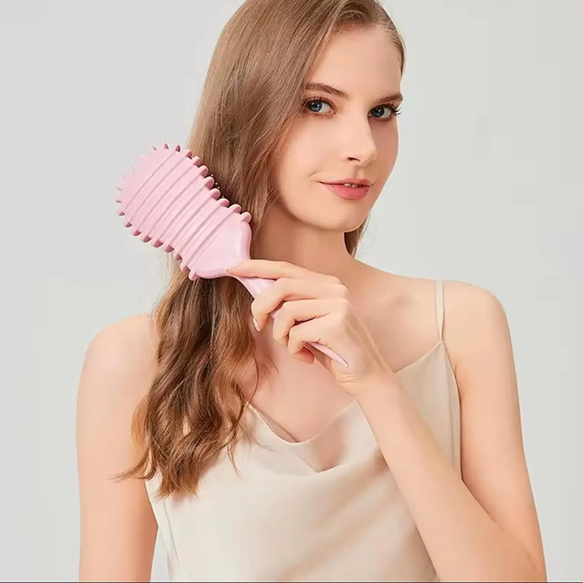 Curl Defining Brush for Curly Hair | Edge Control Round Hairbrush for Blow Out | Boar Bristle Hair Brush for Women and Wave Hairbrush for Men (Pink)