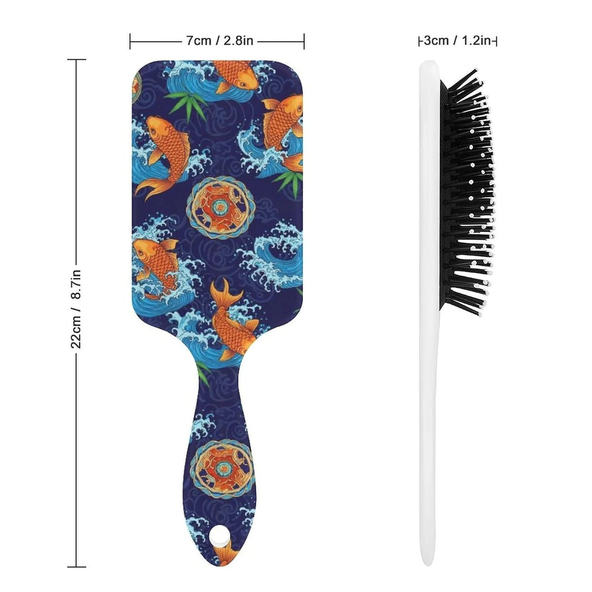 Air Cushion Comb for Massage Japanese Ocean Wave Fish Koifish Art, For Curly Long Thick Straight Hair, Women Girls Ladies