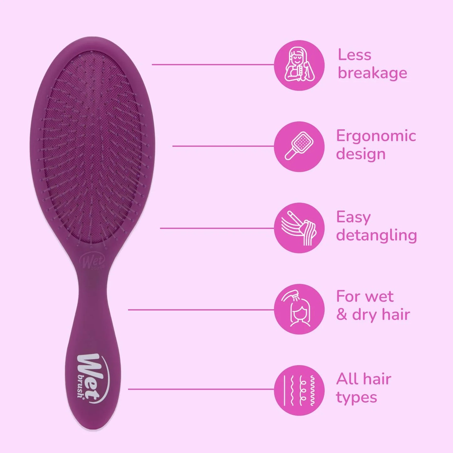 Wet Brush Original Detangler Hair Brush, Purple, For All Hair Textures