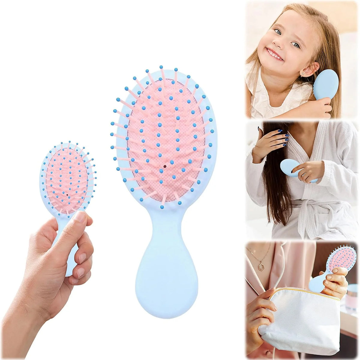 2P Mini Hair Brush,Brush Squirt Detangling Brush,Mini Detangler Brush, No Tangle Ultra-Soft IntelliFlex Bristles,with Ease Knots Without Tears or Breakage (Bright flour)
