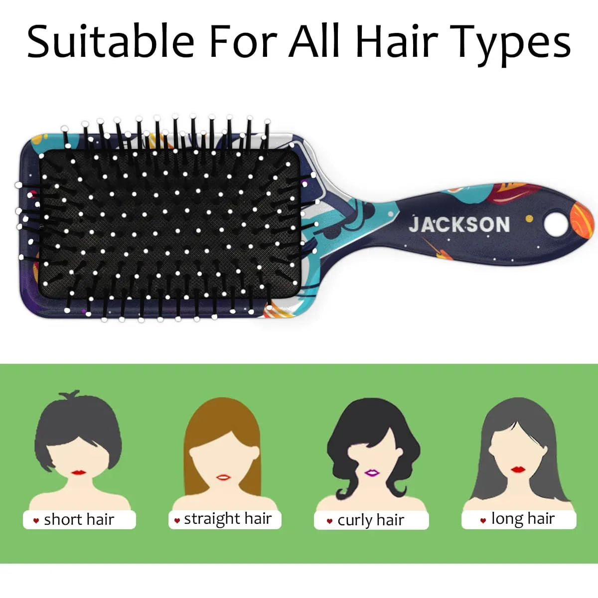 Personalized Cool-Rocket Detangler-Hair-Brush for Kids-Boys,Glides Through Tangles Comb,Custom Name Hair Brushes for All Hair Types Wet/Dry/Curly/Thick Hair,Dark Blue