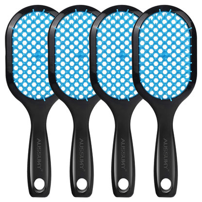 Vented Detangling Hair Brush - 2 Pack Detangler Hairbrush for Effortless Tangle Removal - Ultra-Soft Bristles -For Natural Curly Straight Wet Dry Damaged Hair for Women Men Kids - Black & Blue