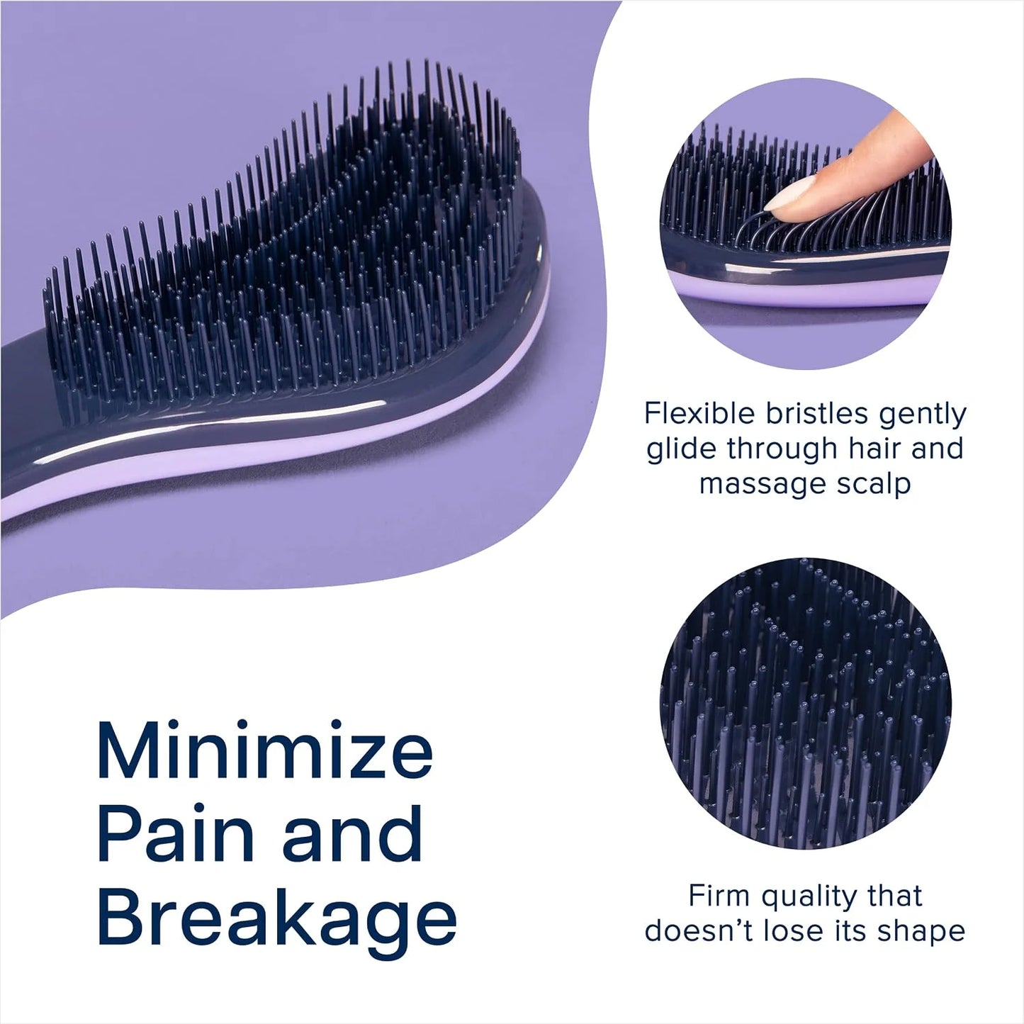 Crave Naturals Glide Thru Hair Brush - Detangler Brush for Curly, Straight, Wet or Dry Hair - Gentle Detangling Brushes for Adults, Kids, Toddlers - Hair Accessories for Women, 7.5x3" - Pink
