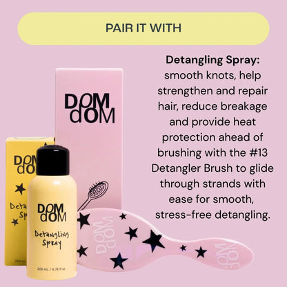 Dom Dom Detangling Brush, Dry & Wet Detangler, All Hair Types, Green Stars