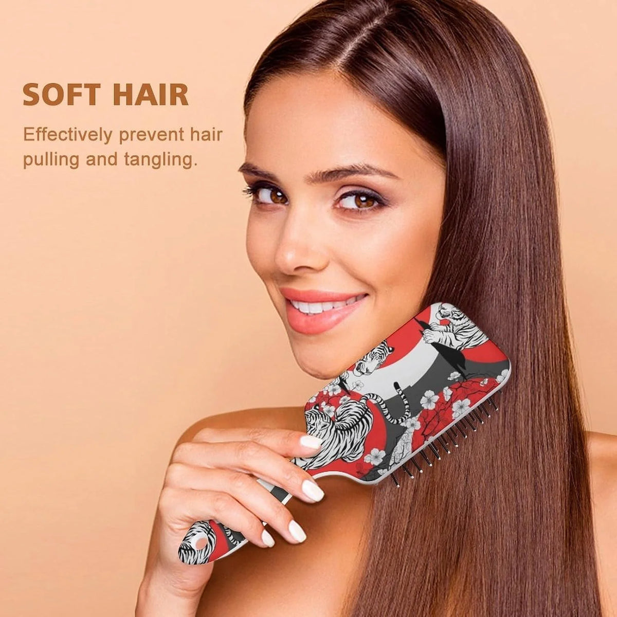 Air Cushion Comb for Massage Japanese Ocean Wave Fish Koifish Art, For Curly Long Thick Straight Hair, Women Girls Ladies