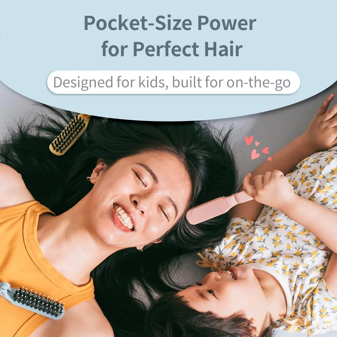 Uffy MiniPop Travel Hair Brush – Mini Folding Boar Bristles for Women, Men & Kids | Kid-Friendly Portable Purse Brush for Wet & Dry Hair, Curly or Straight | Pocket-Size Detangler – Hot Pink