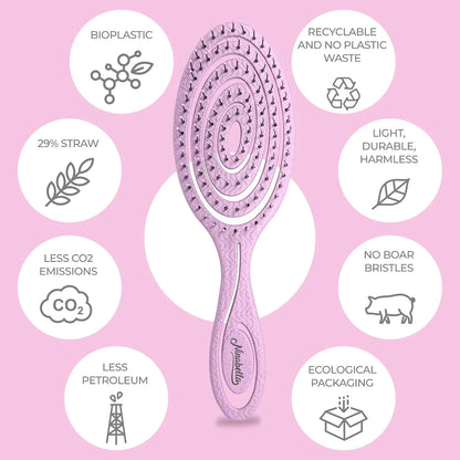 Ninabella Detangler Brush - No Tangle Hair Brush for Women, Fine, Thick and Long Hair - Hairbrush for Wet and Dry Hair, Gentle on the Scalp - Elegant Black