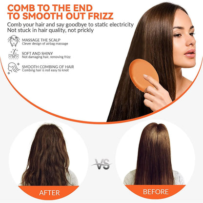 2P Mini Hair Brush,Brush Squirt Detangling Brush,Mini Detangler Brush, No Tangle Ultra-Soft IntelliFlex Bristles,with Ease Knots Without Tears or Breakage (Bright flour)