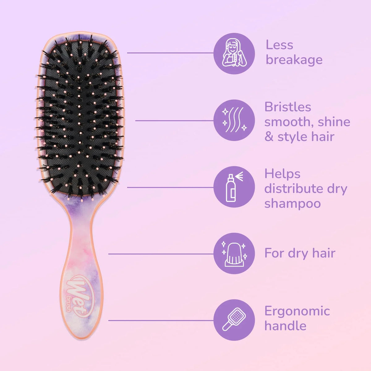 Wet Brush Shine Enhancer Hair Brush, Pink - Exclusive Ultra-soft IntelliFlex Bristles - Natural Boar Bristles Leave Hair Shiny And Smooth For All - For Women, Men, Wet And Dry Hair