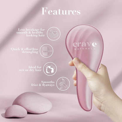Crave Naturals Mini Detangler Hair Brush Turquoise – Glide Thru Hair Detangler Brush for Women, Kids & Toddlers – Gentle Scalp Care, No-Pain Tangle-Free Hairbrush for All Hair Types, Travel Hair Brush