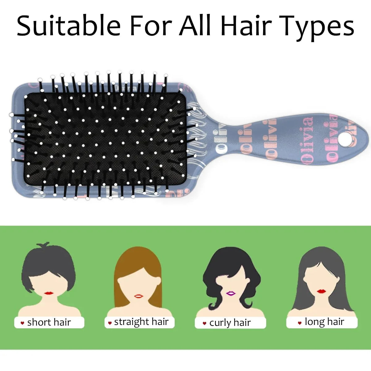 Personalized Name Hair Brush Detangler Brush Gifts for Women Man Custom Detangler-Hair-Brush Kids-Toddler-Girls for Travel All Hair Types