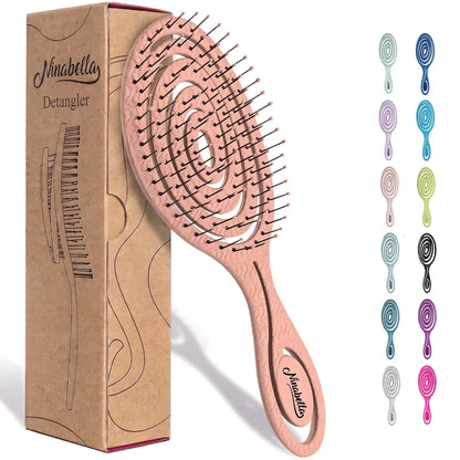 Ninabella Detangler Brush - No Tangle Hair Brush for Women, Fine, Thick and Long Hair - Hairbrush for Wet and Dry Hair, Gentle on the Scalp - Elegant Black