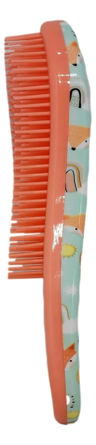 CALA Tangle-Free Hair Brush Daydream Fox, Ergonomic Palm Detangling Brush for Wet or Dry Hair, Minimizes Breakage & Cuticle Damage, Adds Shine, All Hair Types