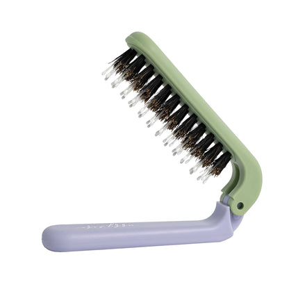 Uffy MiniPop Travel Hair Brush – Mini Folding Boar Bristles for Women, Men & Kids | Kid-Friendly Portable Purse Brush for Wet & Dry Hair, Curly or Straight | Pocket-Size Detangler – Hot Pink