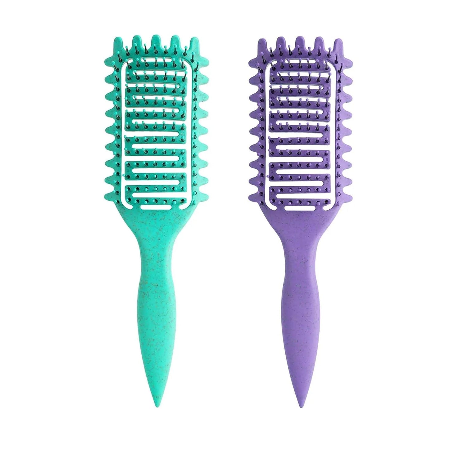 Curl Defining Brush for Curly Hair, Vented Detangling Hair Brush for Wet and Dry Styling, Curved Brush for Shaping and Smoothing Curl Clumps, Lightweight Hair Brush (2Pcs Black)