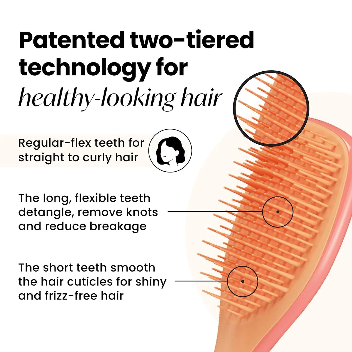 Tangle Teezer Mini The Ultimate Detangler Hairbrush |Gentle on Wet Hair | Two-Tiered Teeth & Comfortable Handle | Ideal for Kids And Travel | Reduces Knots & Breakage | Salmon Pink & Apricot
