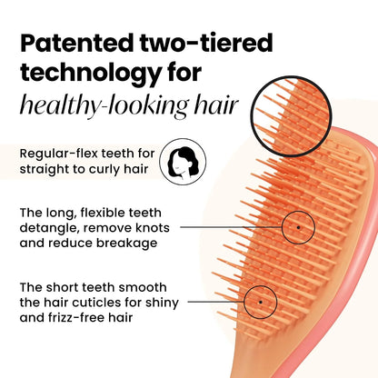 Tangle Teezer Mini The Ultimate Detangler Hairbrush |Gentle on Wet Hair | Two-Tiered Teeth & Comfortable Handle | Ideal for Kids And Travel | Reduces Knots & Breakage | Salmon Pink & Apricot