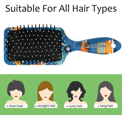 Personalized Cute Car Detangler-Hair-Brush for Kids Boys,Glides Through Tangles Comb,Custom Name Hair Brushes for All Hair Types Wet/Dry/Curly/Thick Hair,White 2
