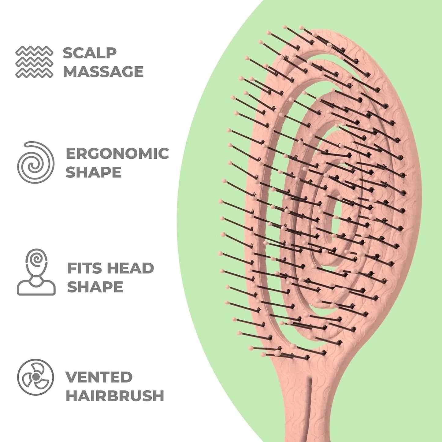 Ninabella Detangler Brush - No Tangle Hair Brush for Women, Fine, Thick and Long Hair - Hairbrush for Wet and Dry Hair, Gentle on the Scalp - Elegant Black
