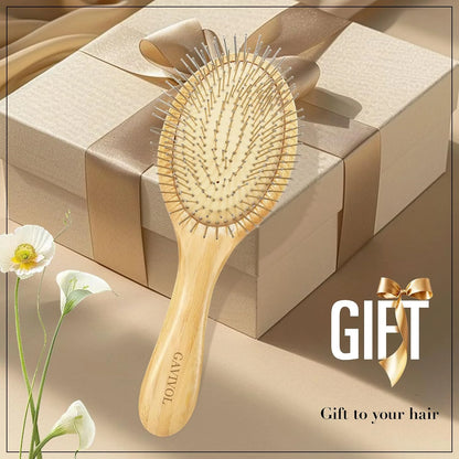 Bamboo Hair Brush for Men & Women – Natural Scalp Massager with Steel Bristles, Promotes Hair Growth, Anti-Static & Travel-Friendly, Wet Brush & Detangler (Kids/Adults)