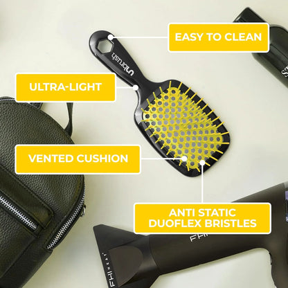 FHI Heat UNbrush Detangling Brush for Pain-Free Brushing on All Wet or Dry Hair Types — Durable DuoFlex Anti-Static Bristles, Lightweight Handle, Vented Hair Brush