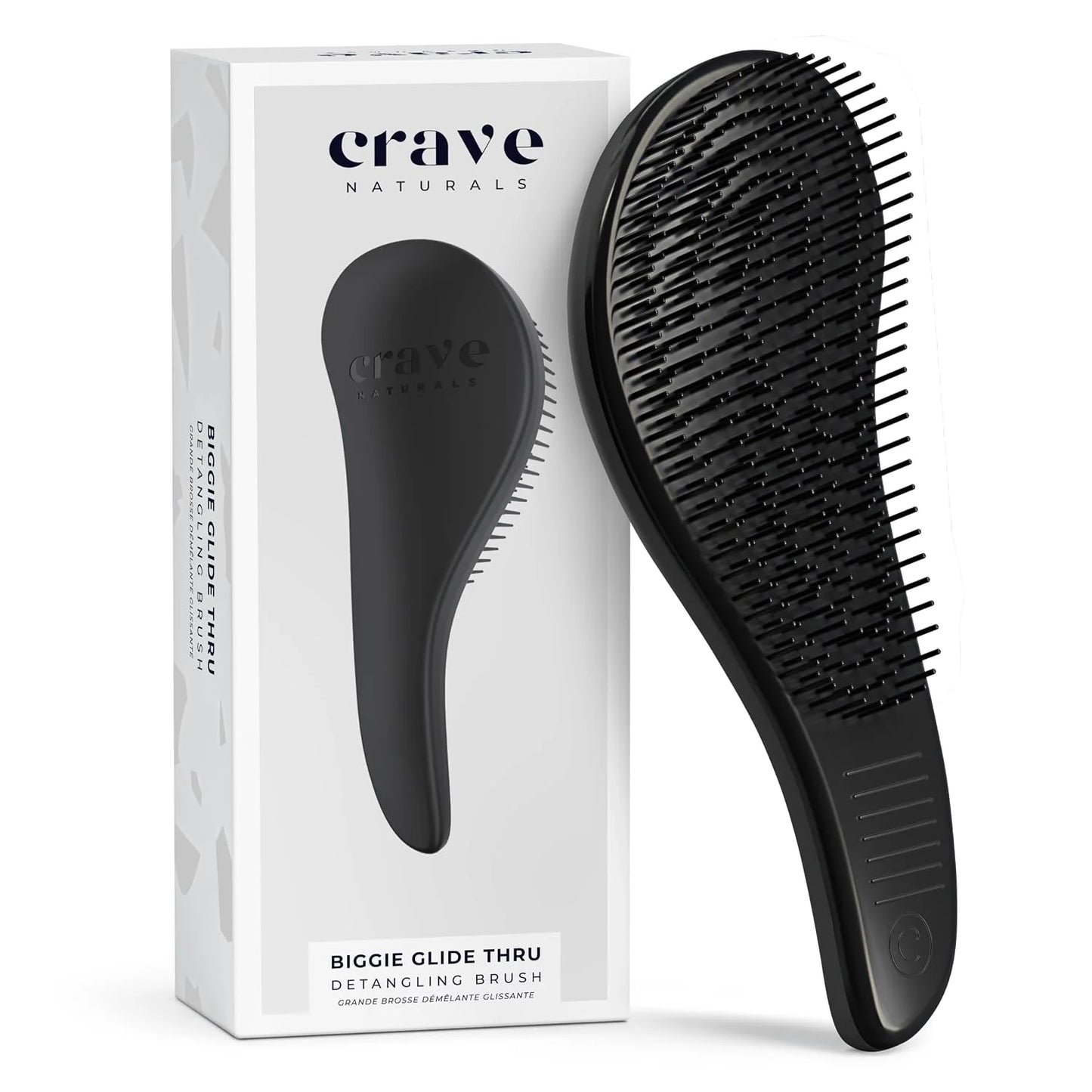 Crave Naturals Glide Thru Hair Brush - Detangler Brush for Curly, Straight, Wet or Dry Hair - Gentle Detangling Brushes for Adults, Kids, Toddlers - Hair Accessories for Women, 7.5x3" - Pink