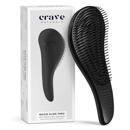 Crave Naturals Glide Thru Hair Brush - Detangler Brush for Curly, Straight, Wet or Dry Hair - Gentle Detangling Brushes for Adults, Kids, Toddlers - Hair Accessories for Women, 7.5x3" - Pink