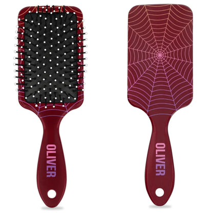 Personalized-Kids-Hair-Brush for Boy Girls Custom Gift Detangler Brush Soft Bristle Hair Brushes Travel Hair Brush for All Hair Types Christmas Hallowmas Spider Web Sliver Dot